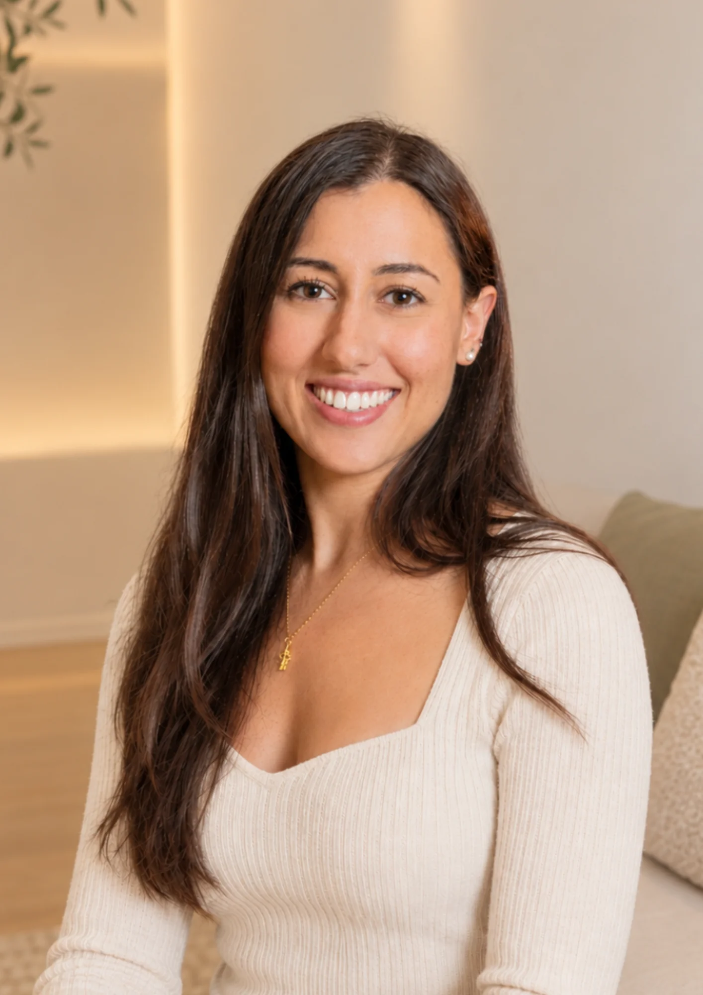 Natalia Godarzi-Mehdikhani López, psicóloga general sanitaria de OLEA Salud en Alcalá de Henares, sonríe en su retrato profesional.